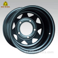 Rueda de acero al por mayor 8 Spoke mate negro 15x8